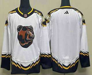 Men%27s Boston Bruins Blank White 2022 Reverse Retro Stitched Jersey